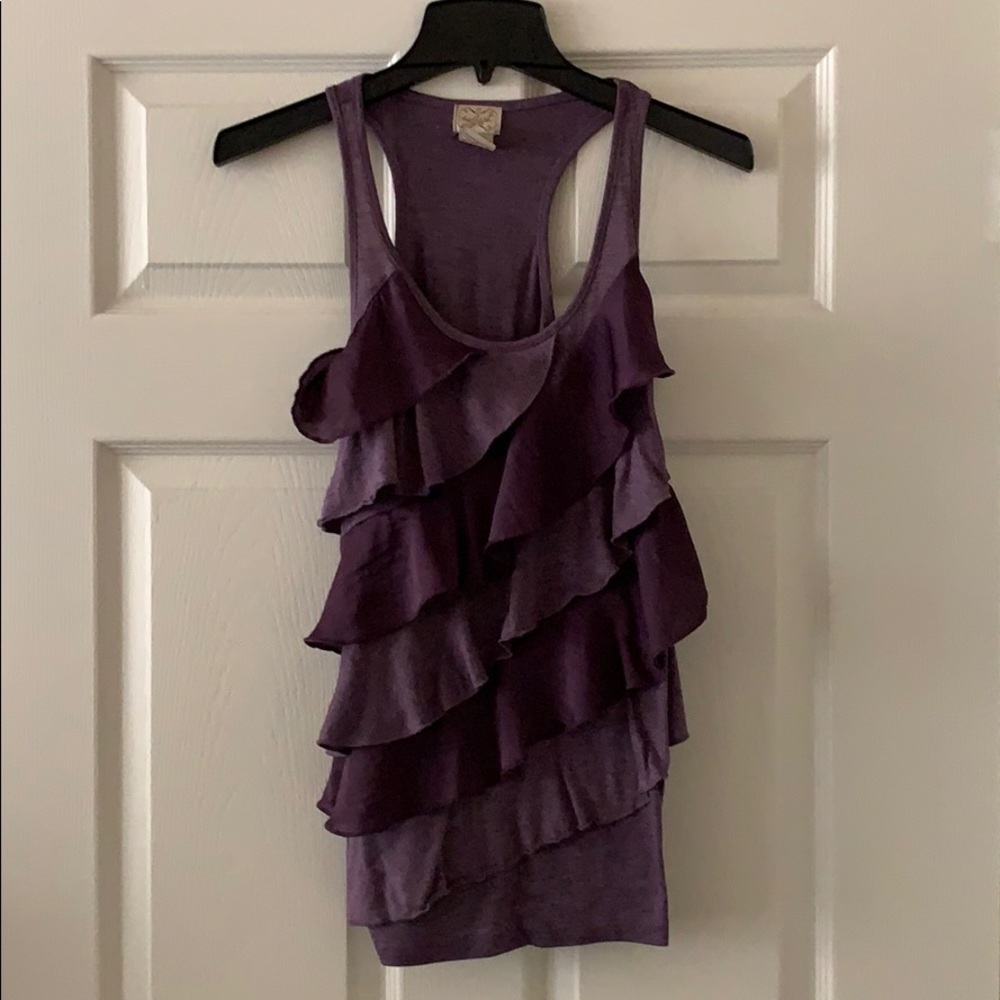 Purple ruffled tank top